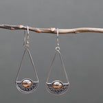 Sterling Silver Bali Dangle Earrings with Gold Overlay Accents