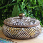 Natural & Gold Wooden Sweet Jar