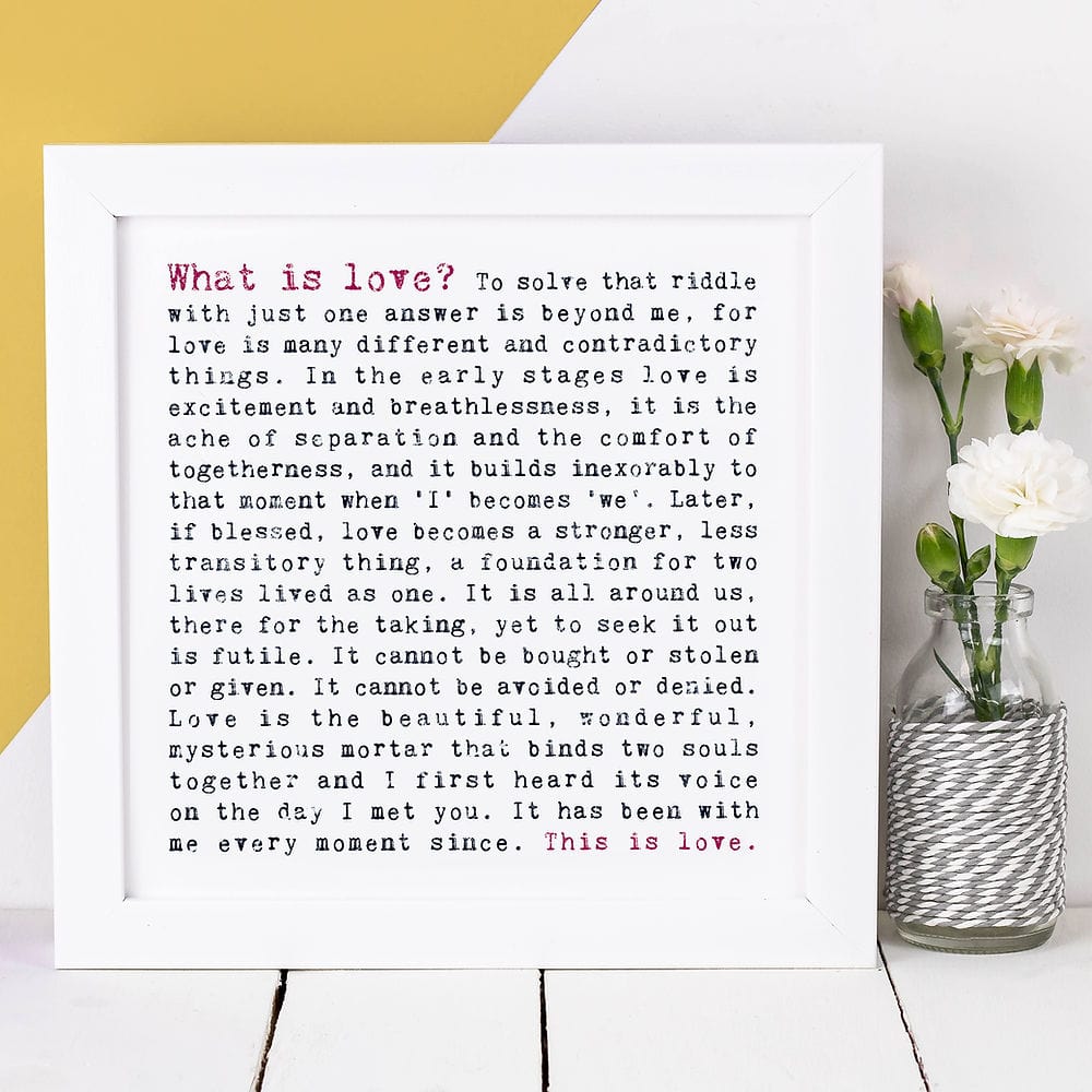 Coulson Macleod Framed Print 'What is Love' Wise Words Print