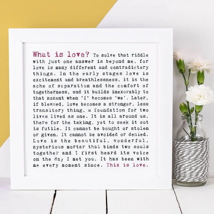 Coulson Macleod Framed Print 'What is Love' Wise Words Print