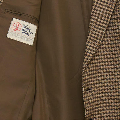 Mr Pip St Michael 44" Men's 100% Pure Wool Brown Houndstooth Jacket