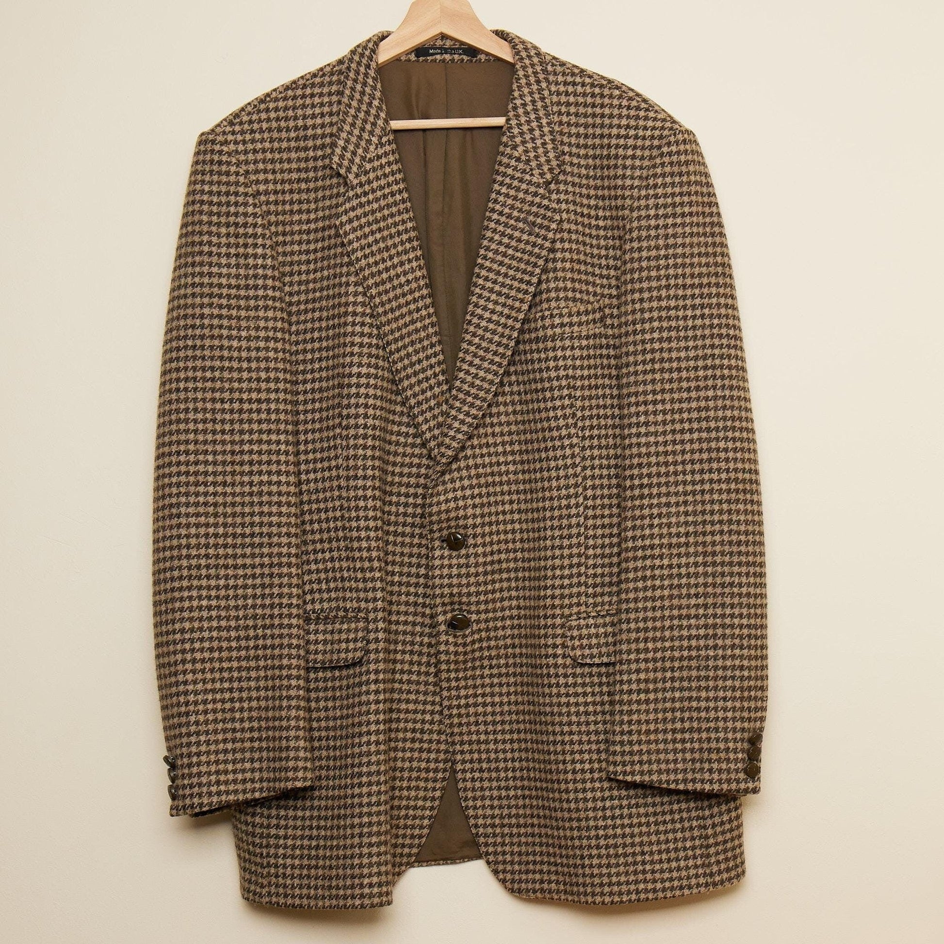 Mr Pip St Michael 44" Men's 100% Pure Wool Brown Houndstooth Jacket