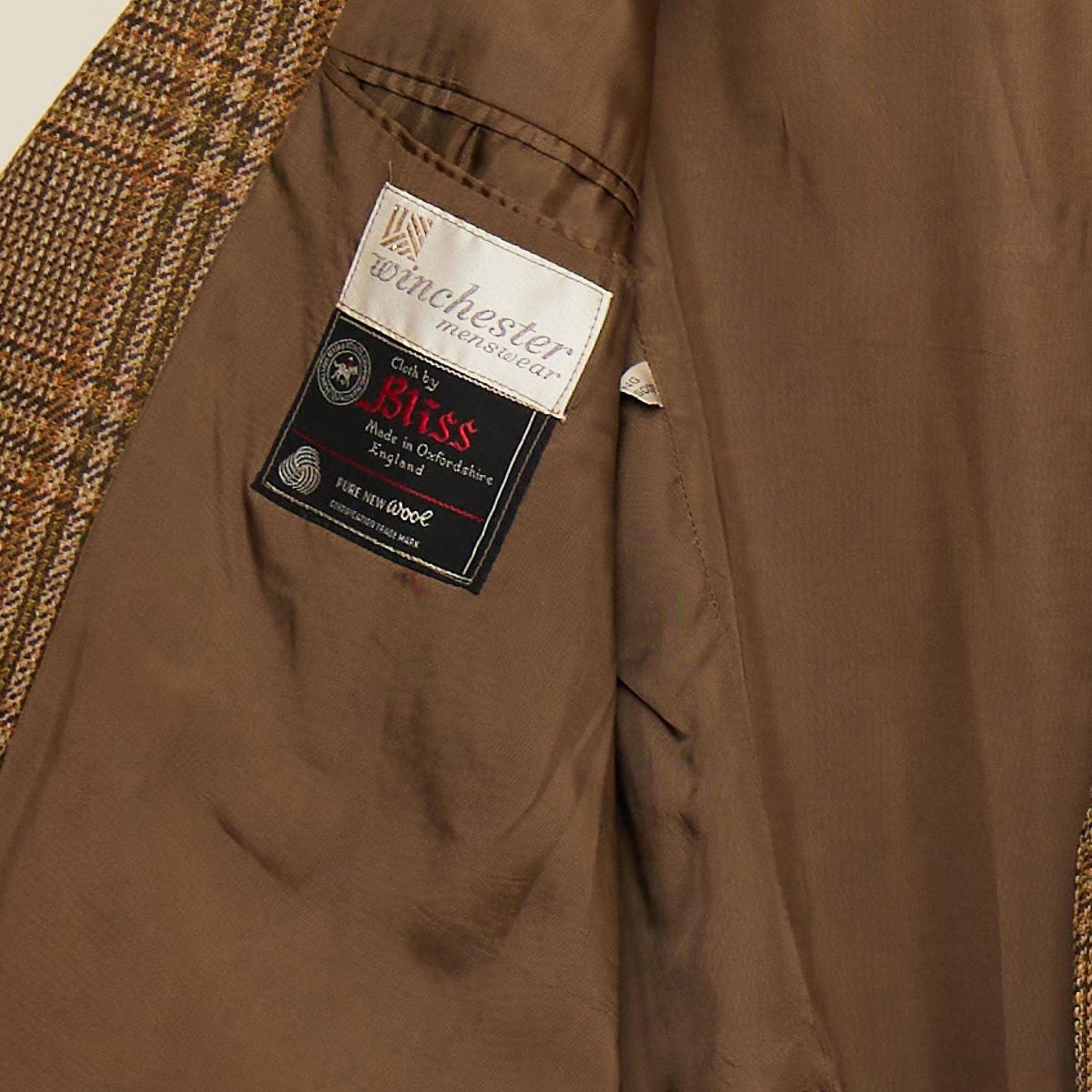 Mr Pip William Bliss 42" Men's 100% Pure Wool Brown Check Jacket