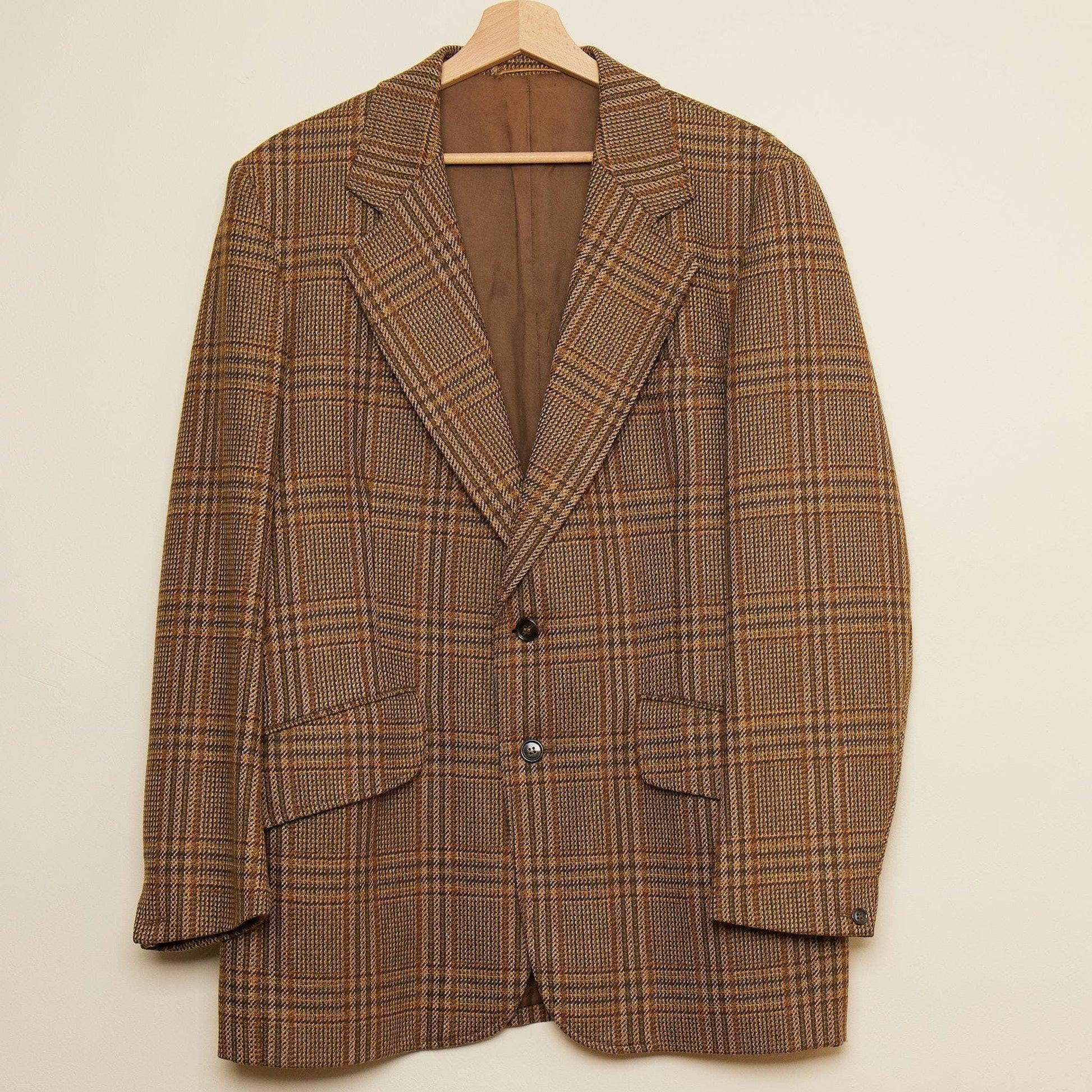 Mr Pip William Bliss 42" Men's 100% Pure Wool Brown Check Jacket