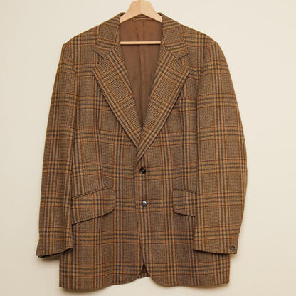 Mr Pip William Bliss 42" Men's 100% Pure Wool Brown Check Jacket