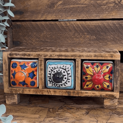 Shared Earth The Emporium Wooden Mini Chest With 3 Brightly Coloured Drawers