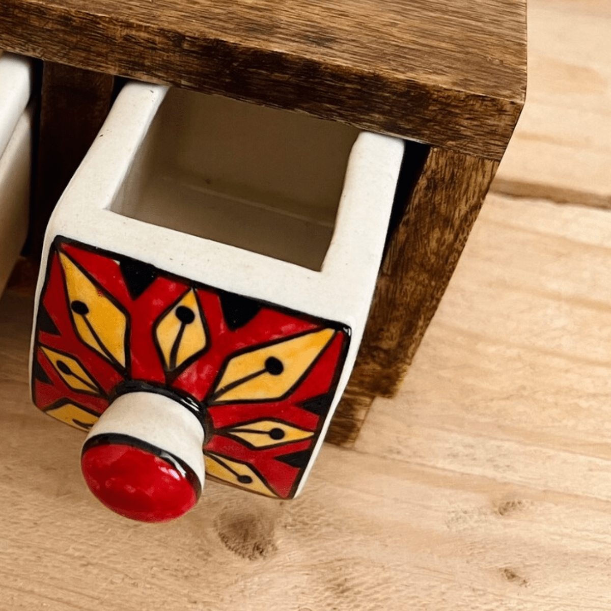 Shared Earth The Emporium Wooden Mini Chest With 3 Brightly Coloured Drawers