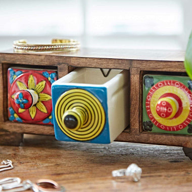Decorative Jewellery Box - handpainted with 3 drawers