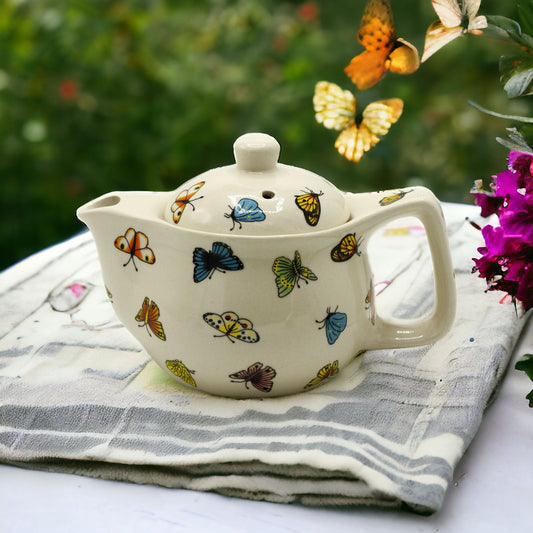 The Emporium Herbal Teapot with Hand-Painted Butterflies