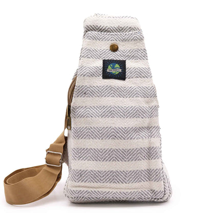 The Emporium The Emporium Grey White Body Cross Bag Natural Cotton