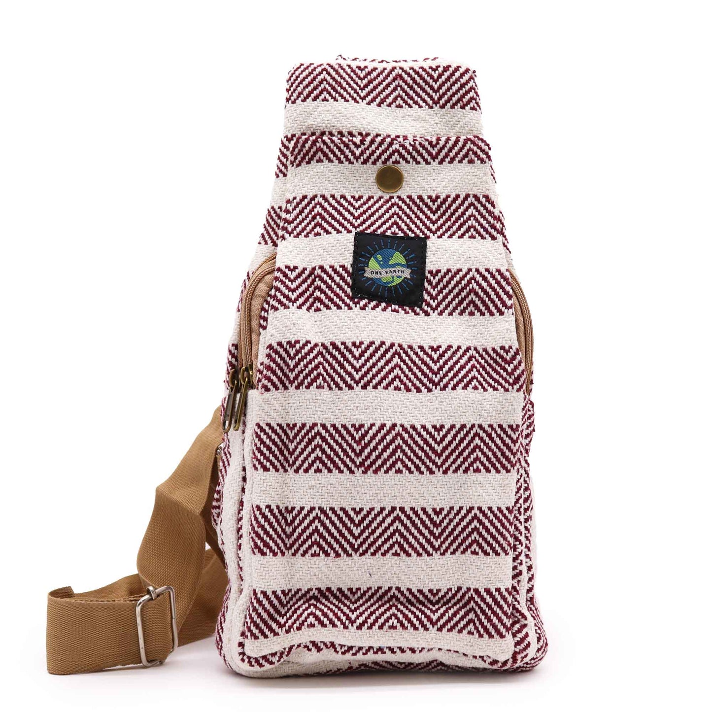 The Emporium The Emporium Burgundy White Body Cross Bag Natural Cotton