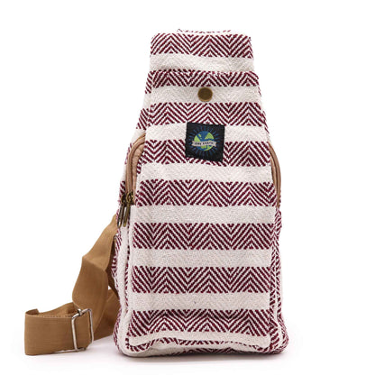 The Emporium The Emporium Burgundy White Body Cross Bag Natural Cotton
