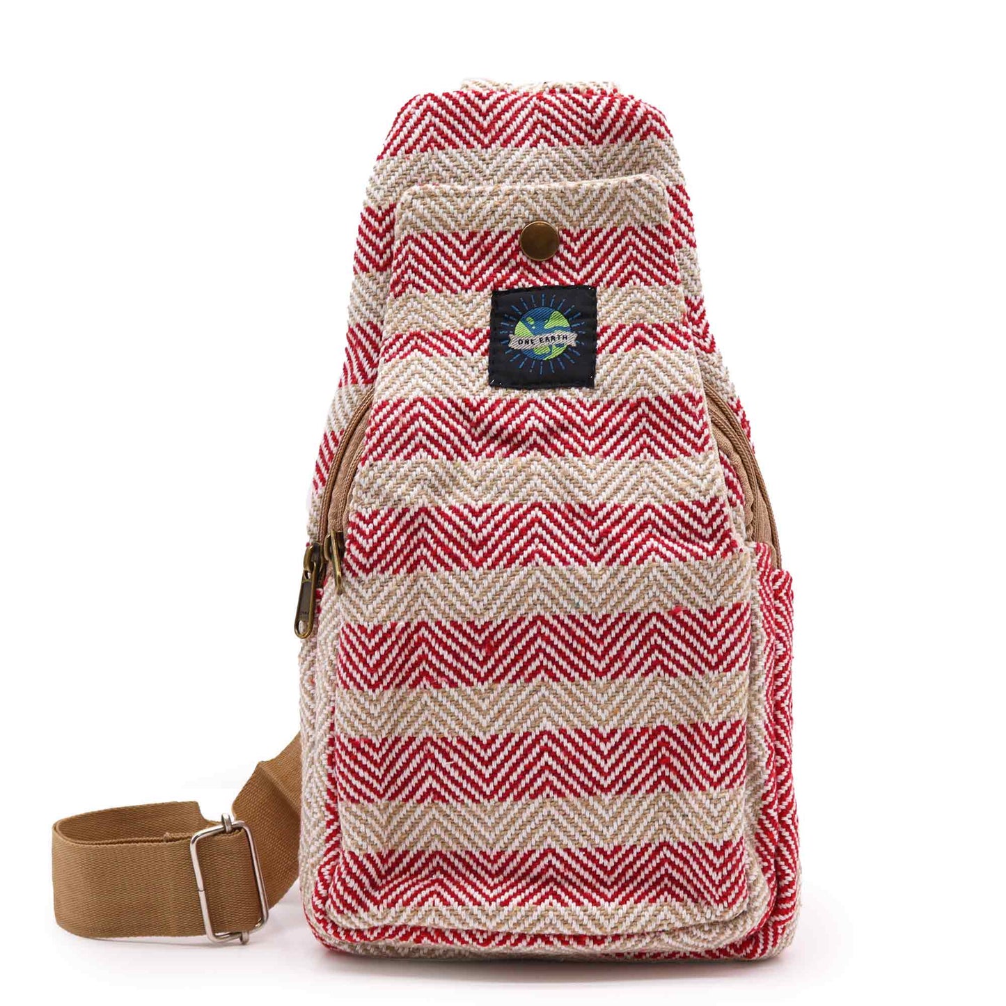 The Emporium The Emporium Tan Pink Body Cross Bag Natural Cotton