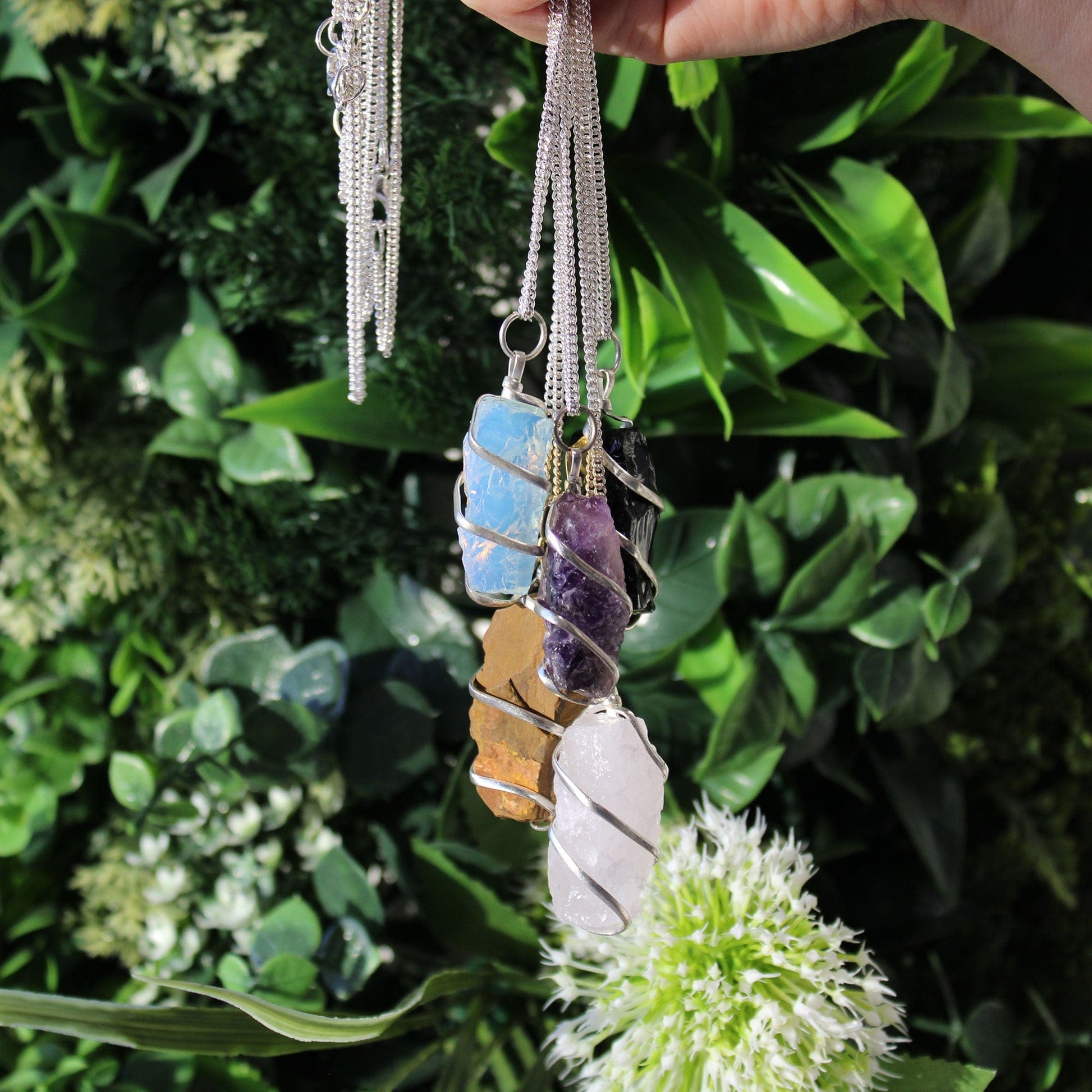 The Emporium The Emporium Cascade Wrapped Gemstone Necklace - Rough Tiger Eye