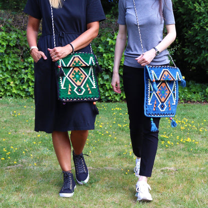 The Emporium The Emporium Sky Blue Kilim Messenger Festival Bag