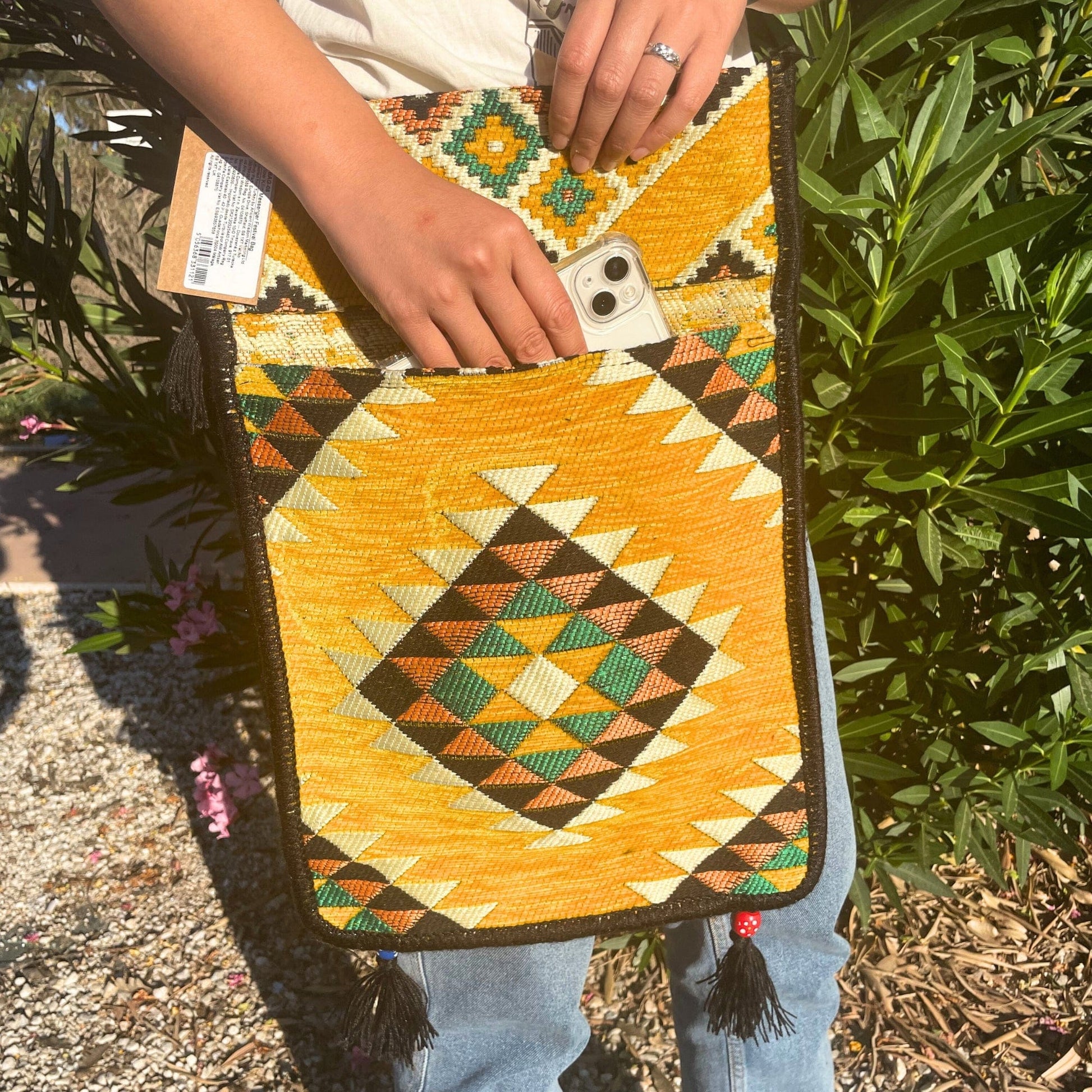 The Emporium The Emporium Yellow Kilim Messenger Festival Bag
