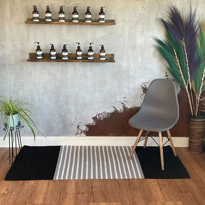 The Emporium Yoga Indian Cotton Rug - Black/Grey