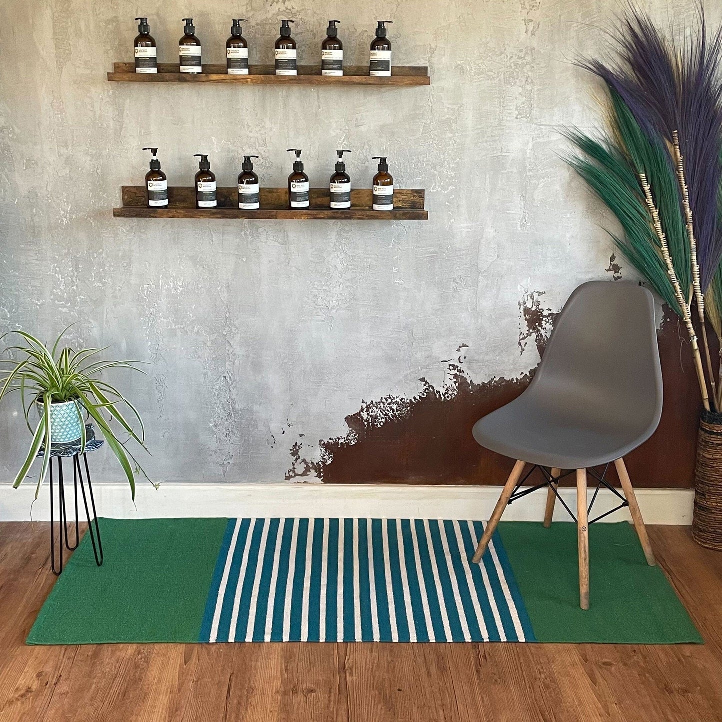 The Emporium Yoga Mat Indian Cotton Rug - Blue/Green