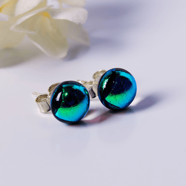 Aurora Borealis Glass Stud Earrings